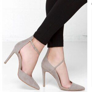 Mia Mona Grey Suede D'Orsay Heels 7.5